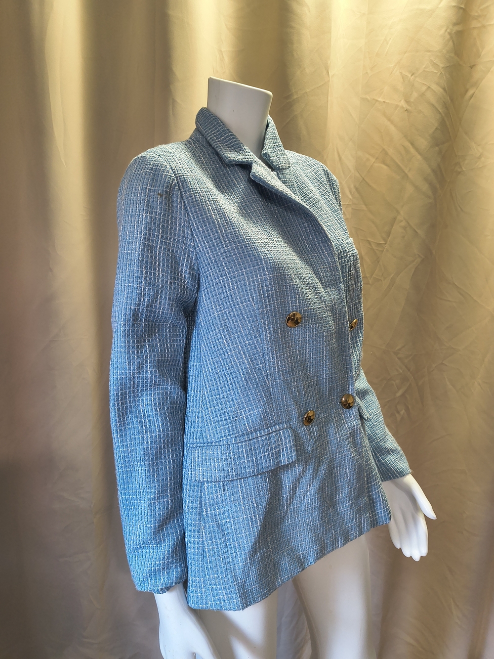 Forever 21 Blue Tweed Double-Breasted Blazer